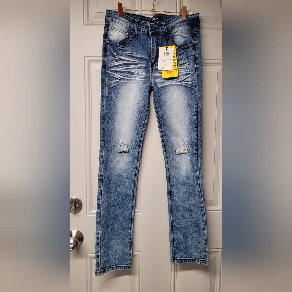 Girl Jeans Public Supply Co Skinny Fit Stretch distressed dark wash Blue Sz 16
